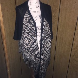 Black & white Aztec  patterned cardigan large